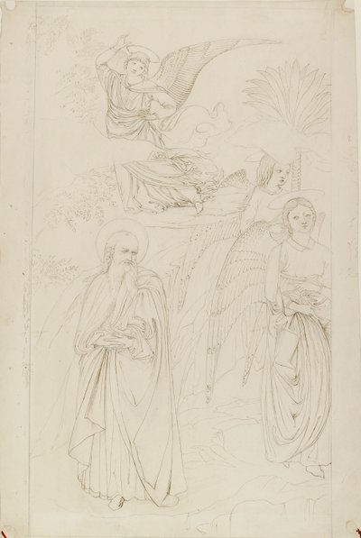 Rysunek Abrahama rozstającego się z Aniołami z Benozzo Gozzoli, 1845 autorstwa John Ruskin