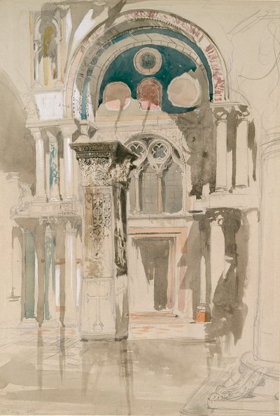 Część Bazyliki Świętego Marka, Wenecja: Szkic po deszczu, 27 maja 1846 r. autorstwa John Ruskin