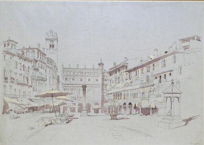 Studium szczegółów na Piazza delle Erbe, Werona, 19 maja 1841 r. autorstwa John Ruskin