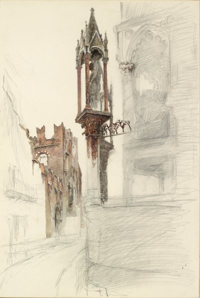 Studium niszy otaczającej grobowiec Cansignorio della Scala w Weronie, 1869 autorstwa John Ruskin
