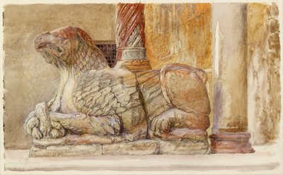 Gryf niosący północny szyb zachodniego wejścia do Duomo, Werona, 18-28 czerwca 1869 autorstwa John Ruskin
