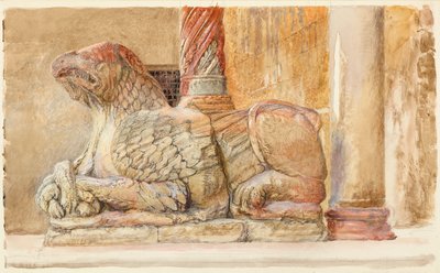 Gryf niosący północny szyb zachodniego wejścia do Duomo, Werona, 18 - 28 czerwca 1869. autorstwa John Ruskin