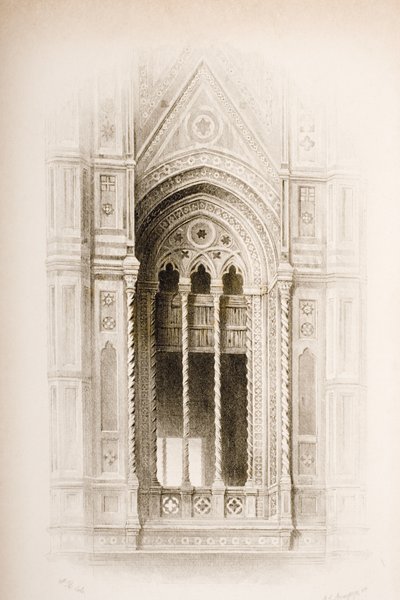 Maswerk z dzwonnicy Giotto we Florencji, z „Siedem lamp architektury” Johna Ruskina, rytowany przez Jamesa Charlesa Armytage (ok. 1820-97) opublikowany w 1894 r. (rycina) autorstwa John Ruskin