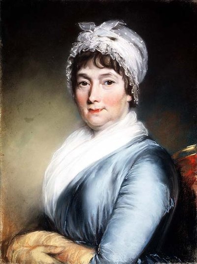Portret damy w koronkowym czepku (pastel) autorstwa John Russell