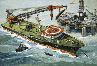 Galatea, wyposażona w dźwig do podnoszenia ciężkich ładunków autorstwa John S. Smith