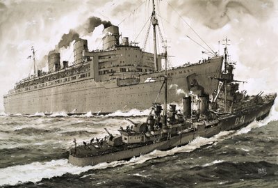 Queen Mary uderza w krążownik Curacoa autorstwa John S. Smith