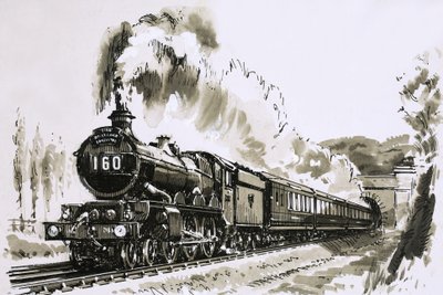 Słynne lokomotywy parowe klasy 4-6-0 "Castle" używane przez Great Western autorstwa John S. Smith