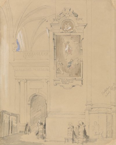 Grób Hendricka van Balena (1575-1632), Antwerpia, 7 września 1832 (grafit z wc na pomarańczowym papierze) autorstwa John Scarlett Davis