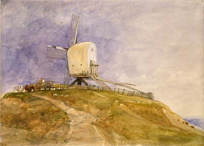 Wiatrak na wzgórzu w Oko, Suffolk, początek XIX wieku autorstwa John Sell Cotman