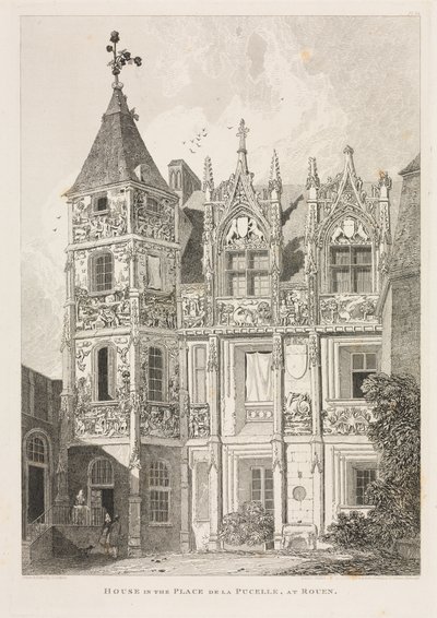 Zabytki architektoniczne Normandii (Tom II), Pl. 64: Dom na Place de la Pucelle, w Rouen autorstwa John Sell Cotman