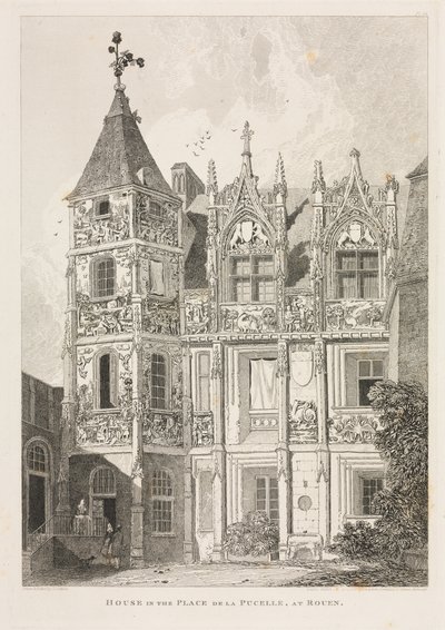 Zabytki architektoniczne Normandii Cz. II, Pl. 64: Dom na Place de la Pucelle w Rouen, autorstwa John Sell Cotman