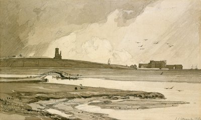 Kościół Blakeney i Wiveton Hall, 1818 r. autorstwa John Sell Cotman