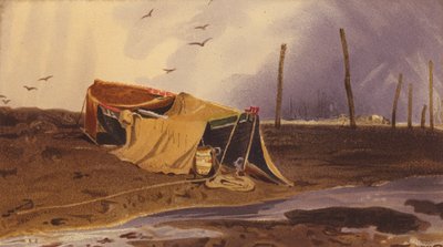 Łódź na plaży (kolorowa litografia) autorstwa John Sell Cotman
