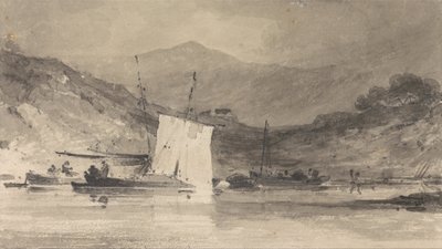 Cader Idris z ujścia rzeki Mawddach powyżej Barmouth autorstwa John Sell Cotman
