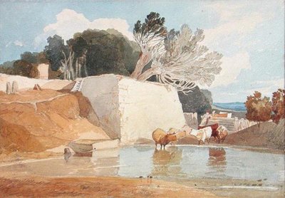 Podlewanie bydła (akwarela na papierze) autorstwa John Sell Cotman