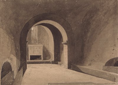 Krypta Saint Gervaise, Rouen, Normandia autorstwa John Sell Cotman