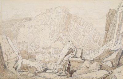 Domfront I, z serii „Normandia” (ołówek i pranie na papierze) autorstwa John Sell Cotman