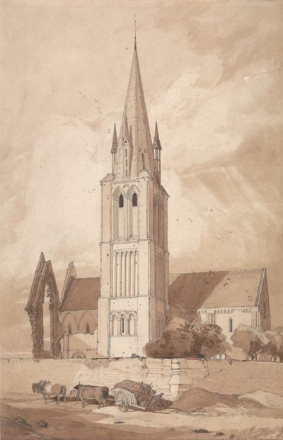 Kościół Douvres, Normandia autorstwa John Sell Cotman