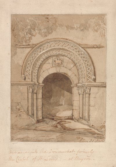 Wejście do Cornmarket, dawnej kaplicy św. Ludwika w Bayeux autorstwa John Sell Cotman