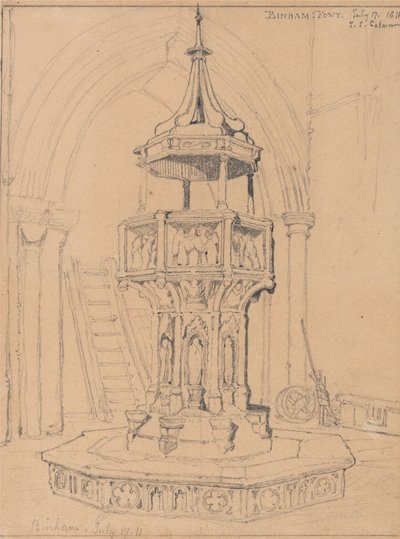 Czcionka w kościele Binham, Norfolk autorstwa John Sell Cotman