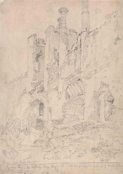 Zamek Framlingham, Suffolk: część zrujnowanego wnętrza autorstwa John Sell Cotman