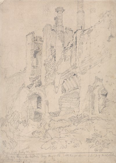 Zamek Framlingham, Suffolk: Część zrujnowanego wnętrza autorstwa John Sell Cotman