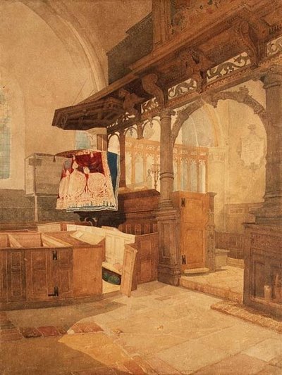 Wnętrze kościoła Trentham, Staffordshire, c.1808 (akwarela na papierze) autorstwa John Sell Cotman
