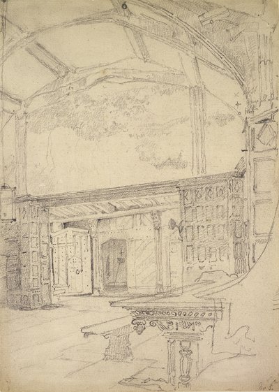 Wnętrze Wielkiej Sali, Little Moreton Hall, Cheshire autorstwa John Sell Cotman