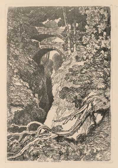 Liber Studiorum: Płyta 10, Diabelski Most, Cardinganshire autorstwa John Sell Cotman