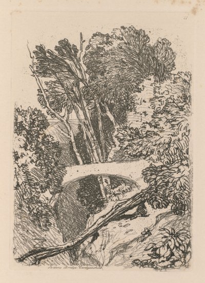 Liber Studiorum: Płyta 11: Most Parsona, Cardingshire autorstwa John Sell Cotman
