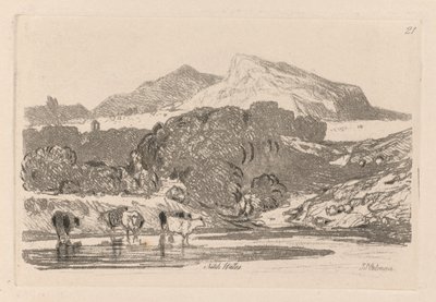 Liber Studiorum: Płyta 21, Widok w północnej Walii autorstwa John Sell Cotman