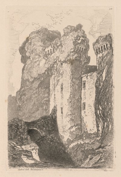 Liber Studiorum: Płyta 24, Zamek Ragland, Monmouthshire autorstwa John Sell Cotman