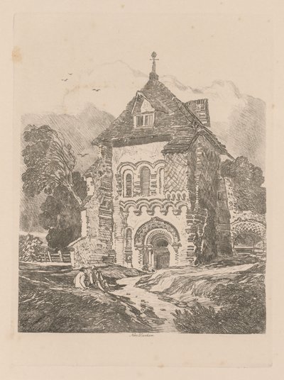 Liber Studiorum: Tablica 36, ​​Kościół pod Durham, 1838 autorstwa John Sell Cotman