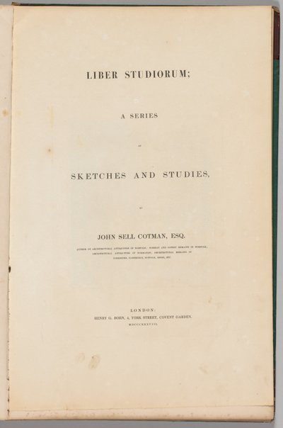 Księga studiów: Strona tytułowa, 1838 autorstwa John Sell Cotman