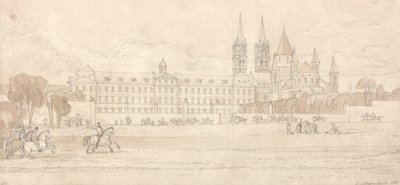Szkoła wojskowa i kościół opactwa św. Szczepana w Caen autorstwa John Sell Cotman