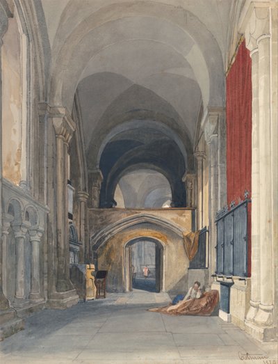 Katedra w Norwich: Wnętrze nawy północnej chóru, patrząc na wschód autorstwa John Sell Cotman