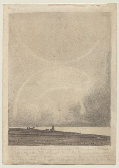 Recto: Efekt Parhelion widziany z latarni morskiej Hunstanton 6 lipca 1816 r. autorstwa John Sell Cotman