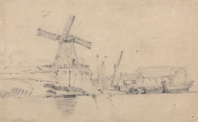 Rzeka i wiatrak autorstwa John Sell Cotman
