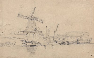 Rzeka i wiatrak autorstwa John Sell Cotman