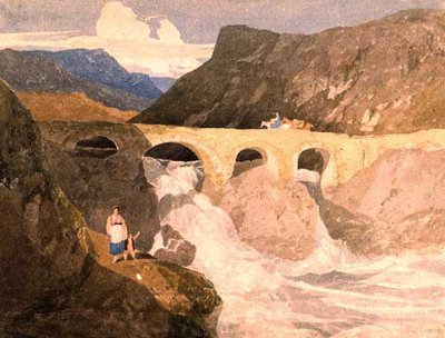 Droga do Capel Curig, Północna Walia (wc na papierze) autorstwa John Sell Cotman