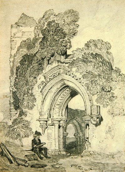 Ruiny romańskie (ołówek na papierze) autorstwa John Sell Cotman