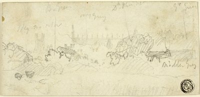 Szkic krajobrazu z katedrą autorstwa John Sell Cotman
