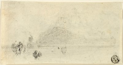 Szkic Mont Saint Michel (recto); Budynki obok wody (verso) autorstwa John Sell Cotman