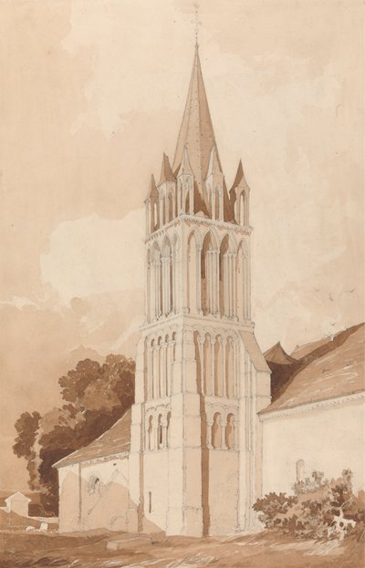 Południowo-wschodni widok kościoła Ifs, niedaleko Caen, Normandia autorstwa John Sell Cotman