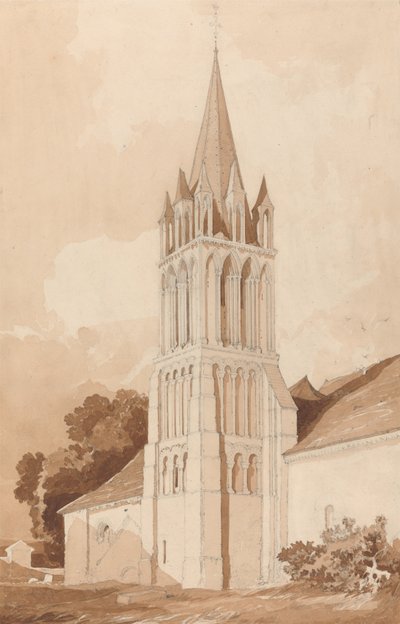 Południowo-wschodni widok na kościół Ifs w pobliżu Caen w Normandii autorstwa John Sell Cotman
