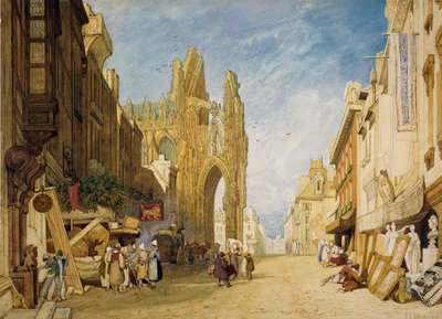 Scena uliczna w Alencon, Normandia, 1828 autorstwa John Sell Cotman