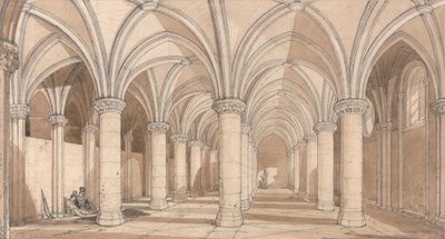 Sala baronów, Mont Saint Michel autorstwa John Sell Cotman