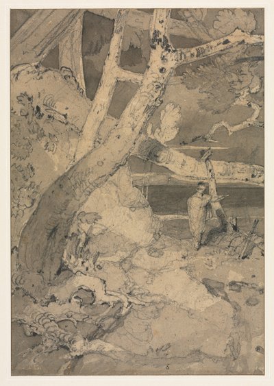Podróżnik w leśnym krajobrazie autorstwa John Sell Cotman