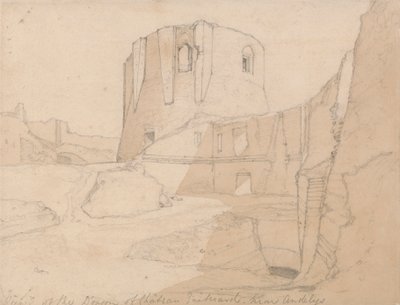 Widok Donjon Chateau Gaillard, niedaleko Andelys, Normandia autorstwa John Sell Cotman