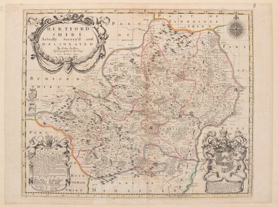 Mapa Hertfordshire autorstwa John Seller